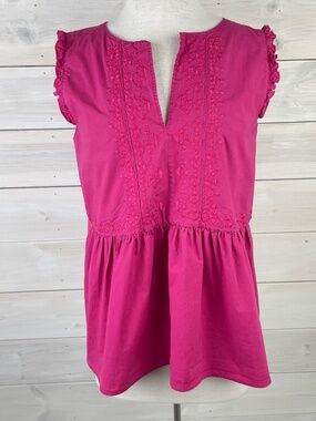 Ann Taylor Pink Sleeveless Boho Baby Doll Peasant Blouse